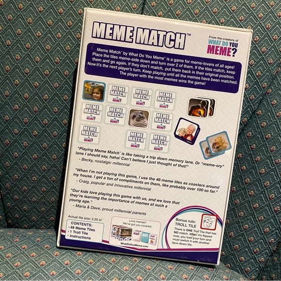 “What Do You Meme” Meme Match Tile Game. A Millennial Spin on a Classic Game! - Picture 3 of 6